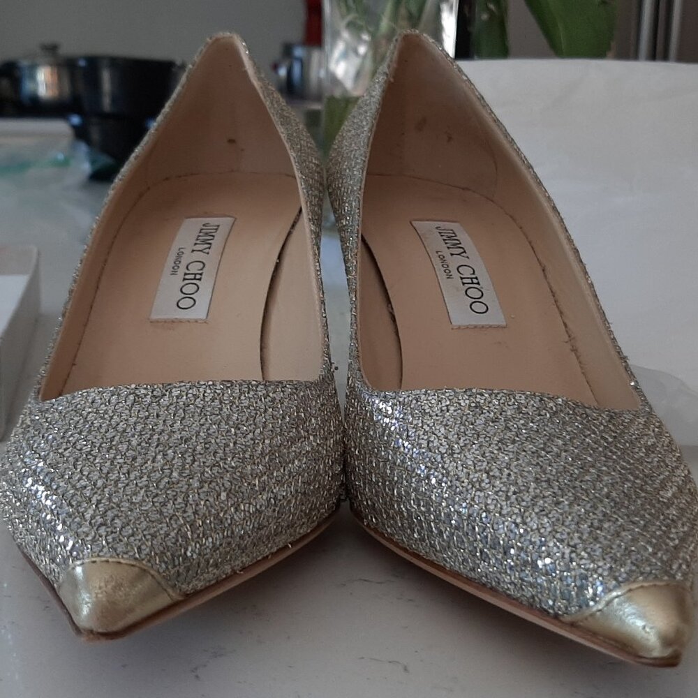 Jimmy Choo Champagne Aurora Heels